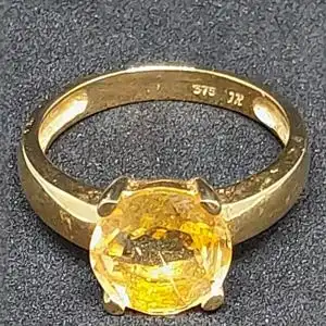 Goldring mit Citrin Stein - 9 Karat - Ring - 375 Echtgold