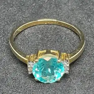 Goldring mit synthetischen Steinbesatz  - 14 Karat - Ring - 585 Echtgold