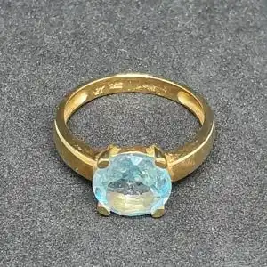 Goldring mit blauen Topas - 9 Karat - Ring - 375 Echtgold