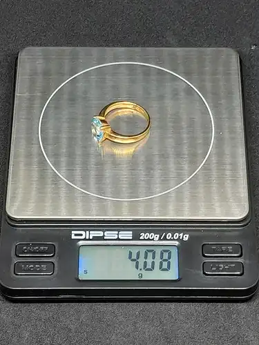 Goldring mit blauen Topas - 9 Karat - Ring - 375 Echtgold