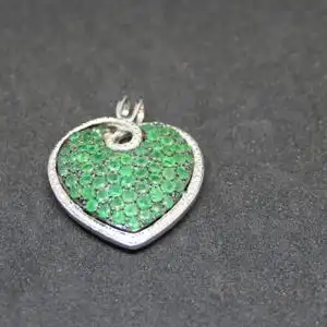 Kettenanhänger - Herz - Silber - Herzanhänger mit Smaragde