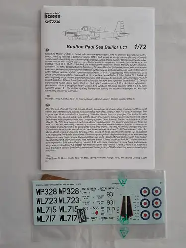 Special Hobby Boulton Paul Sea Balliol T.21 "FAA Trainer"-1:72-SH72236-Modellflieger-OVP-1091