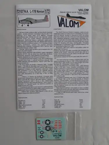 Valom N.A. L-17B Navion (Personal Command Airplane)-1:72-72107-Modellflieger-OVP-1079