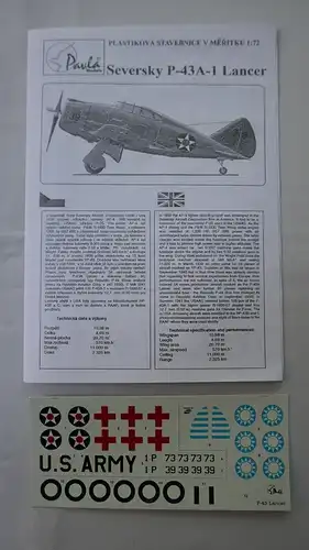 Pavla Models Republic P-43A Lancer-1:72-72026-Modellflieger-OVP-1006