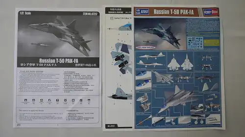 Hobby Boss Russian T-50 PAK-FA-1:72-87257-Bauteile versiegelt-Modellflieger-OVP-0990