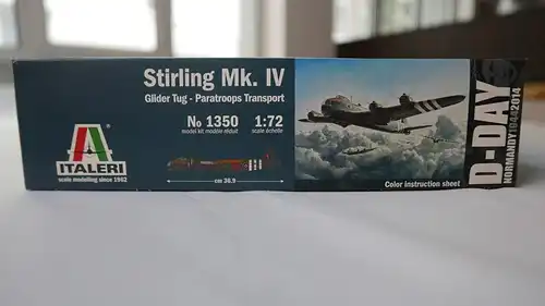 Italeri Stirling Mk. IV Glider Tug Paratroops Transport-1:72-1350-Bauteile versiegelt-Modellflieger-OVP-0986