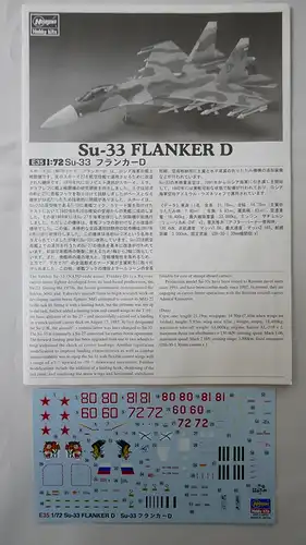Hasegawa Su-33 Flanker D-1:72-01565-Bauteile versiegelt-Modellflieger-OVP-0973
