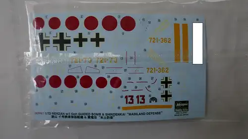 Hasegawa Renzan w/I Goh Guided Bomb &amp; Shindenkai `Mainland Defense´-1:72-00987-Modellflieger-OVP-0969