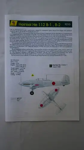 RS Models Heinkel 112 B-1:72-9210-Bauteile versiegelt-Modellflieger-OVP-0938