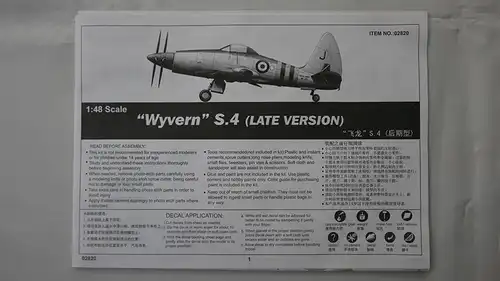 Trumpeter "Wyvern"S.4 (Late Version)-1:48-02820-Bauteile versiegelt-Modellflieger-OVP-0930