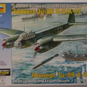 Zvezda German Bomber Junkers Ju-88 A-5/A-17-1:72-7284-Modellflieger-OVP-0882