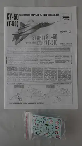 Zvezda Sukhoi SU-50 (T-50) Russian fifth-Generation Fighter-1:72-7275-Modellflieger-OVP-0879