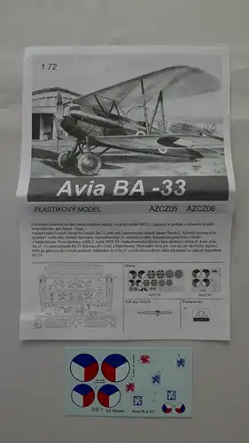 AZ model Avia Ba-33-1:72-AZCZ 06-Modellflieger-OVP-0866