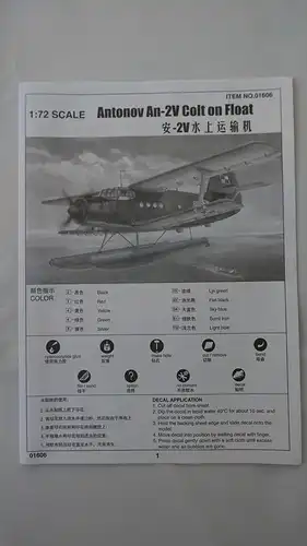 Trumpeter Antonov An-2V Colt on Float-1:72-01606-Modellflieger-Bauteile versiegelt-OVP-0839