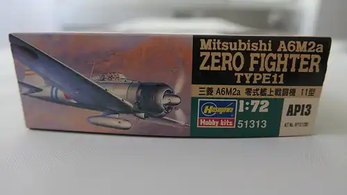 Hasegawa Mitsubishi A6M2a Zero Fighter Type11-1:72-51313-Modellflieger-OVP-0796