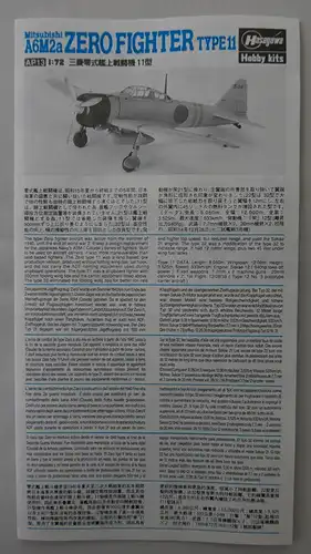 Hasegawa Mitsubishi A6M2a Zero Fighter Type11-1:72-51313-Modellflieger-OVP-0796