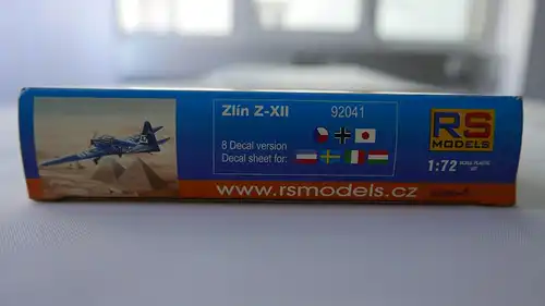 RS Models Zlin Z-XII closed canopy-1:72-92041-Modellflieger-OVP-0779