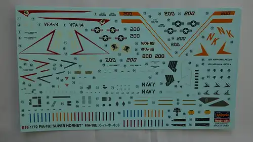 Hasegawa F/A-18E Super Hornet U.S. Navy Carrier-Borne Fighter/Attacker-1:72-00549 (E19)-Modellflieger-OVP-0752