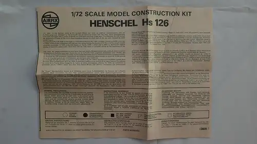 Airfix Henschel Hs 126A 1-1:72-03028-7-2 Bausätze-Modellflieger-1 OVP-0738