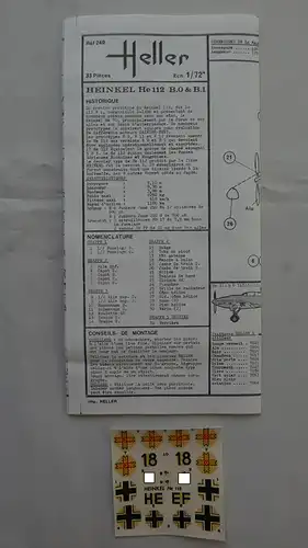 Heller Heinkel He 112 B0/B1-1:72-240-Modellflieger-OVP-0736
