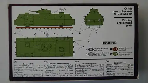 UM Military Technics OB-3 Armored car with T-26-1 (1937-39) Turret-1:72-609-Militär-OVP-0633