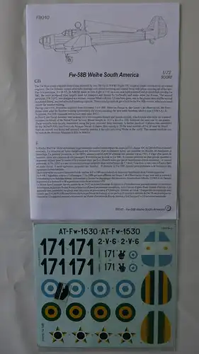 Azur Serie FRROM Focke Wulf Fw 58B "South America"-1:72-FR010-Modellflieger-OVP-0583