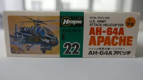 Hasegawa AH-64A Apache U.S. Army Attack Helicopter-1:72-E22-Modellflieger-OVP-0523