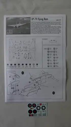 RS Models XP-79B Flying Ram-1:72-92111-Modellflieger-OVP-0505