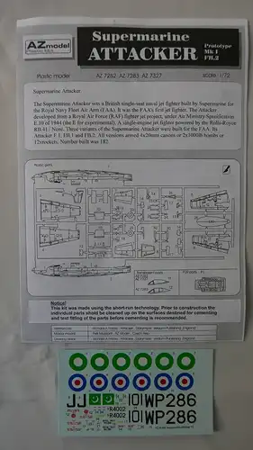 AZ model Supermarine Attacker FB.2-1:72-AZ 7283-Modellflieger-OVP-0491