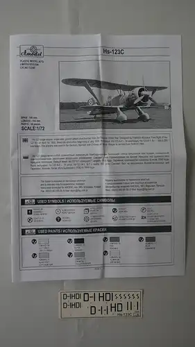 Amodel, Hs-123C-1:72-72248-Modellflieger-OVP-0415