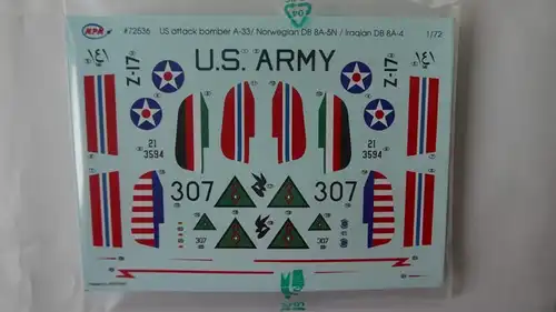MPM, US Attack Bomber A-33/Norwegian DB8A-5/Iraqian DB8A-4-1:72-72536-Modellflieger-OVP-0391