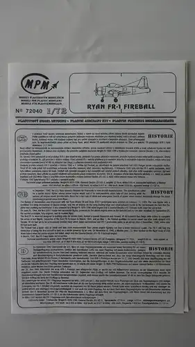 MPM Ryan FR-1 Fireball-1:72-72040-Bauteile versiegelt-Modellflieger-OVP-0390