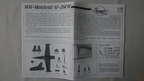 Planet models Siai-Marchetti SF-260M-1:72-198-Bauteil versiegelt-Modellflieger-OVP-0283