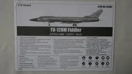 Trumpeter Tu-128M Fiddler-1:72-01687-Bauteile versiegelt-Modellflieger-OVP-0275