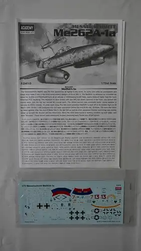 Academy Messerschmitt Me262A-1a-1:72-12410-Bauteile versiegelt-Modellflieger-OVP-0250