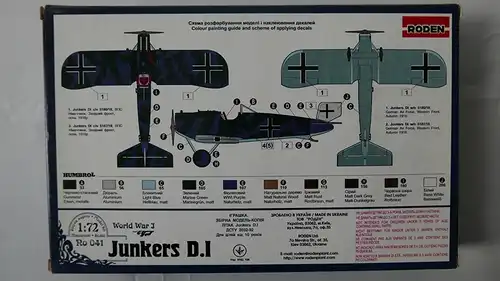 Roden Junkers D.I-1:72-041-Modellflieger-OVP-0191