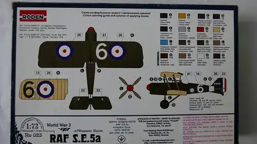 Roden RAF S.E.5a-1:72-023-Modellflieger-Bauteile versiegelt-OVP-0187