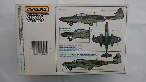 Matchbox Armstrong Whitworth Meteor-1:72-3 Farben-PK-129-Modellflieger-OVP-0123