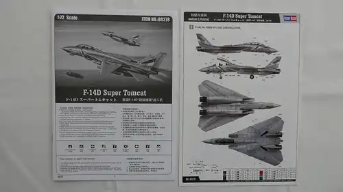 Hobby Boss F-14D Super Tomcat-1:72-80278-Modellflieger-Bauteile versiegelt-OVP-0121