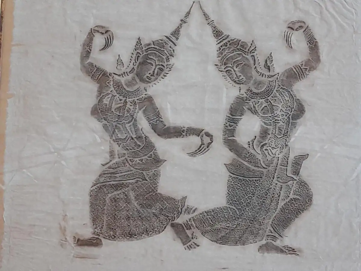 H513-Asiatische-Kunst-Gemälde-Bild-Leinen-gerahmt-hinter Glas 3