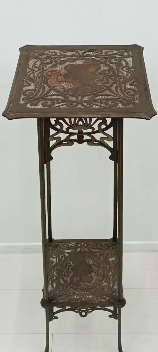 7301-ORIGINAL Jugendstil Blumensäule-Blumensäule-Jugendstil-Blumentisch-Messing- 13