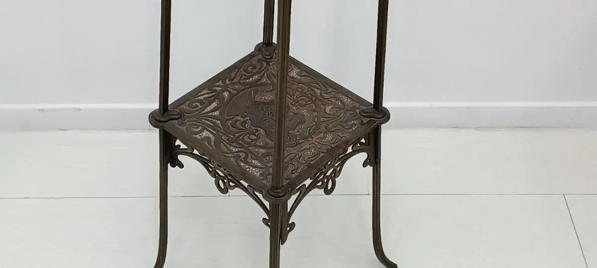 7301-ORIGINAL Jugendstil Blumensäule-Blumensäule-Jugendstil-Blumentisch-Messing- 7