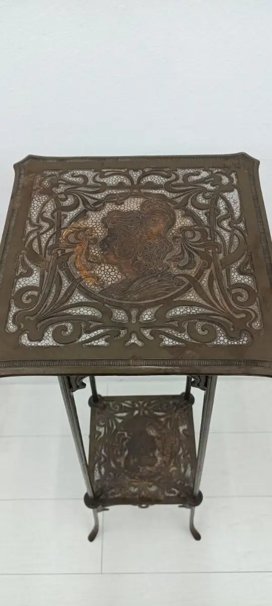 7301-ORIGINAL Jugendstil Blumensäule-Blumensäule-Jugendstil-Blumentisch-Messing- 9