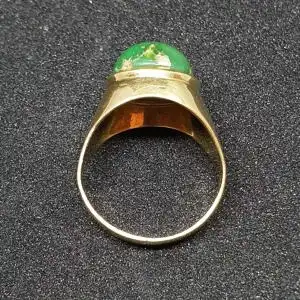 Goldring mit grünem Stein aus 14 Karat Echtgold ( 585er )