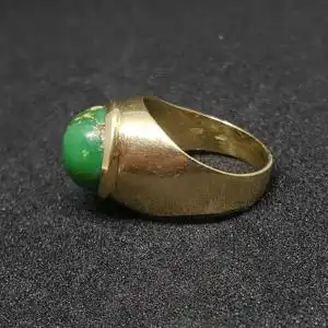 Goldring mit grünem Stein aus 14 Karat Echtgold ( 585er )