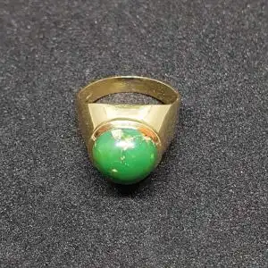 Goldring mit grünem Stein aus 14 Karat Echtgold ( 585er )