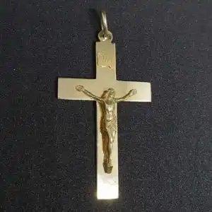Goldanhänger - Jesus am Kreuz aus 14 Karat Echtgold ( 585er ) mit Maria und Jesuskind