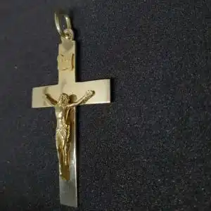 Goldanhänger - Jesus am Kreuz aus 14 Karat Echtgold ( 585er ) mit Maria und Jesuskind