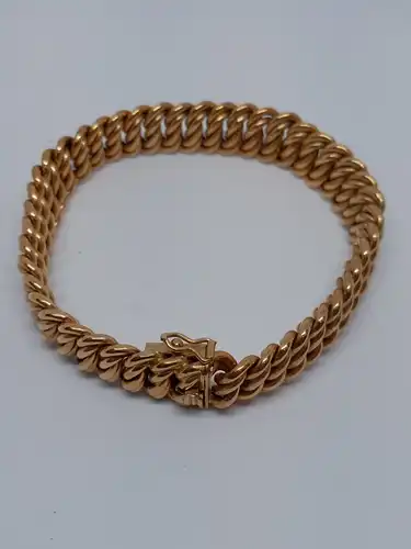 Armband-585 Echtgold-14 Karat-Doppelpanzer-Rotgold-