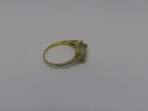 Goldring mit synthetischen Stein-14 Karat-Gelbgold-Damenring-585 Echtgold-